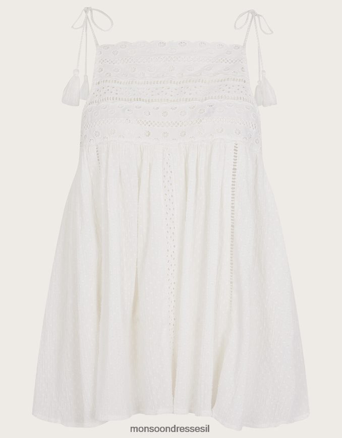 הַלבָּשָׁה Monsoon עצרת קמייה עם צוואר גבוה לבן נשים HTJ0TZ75