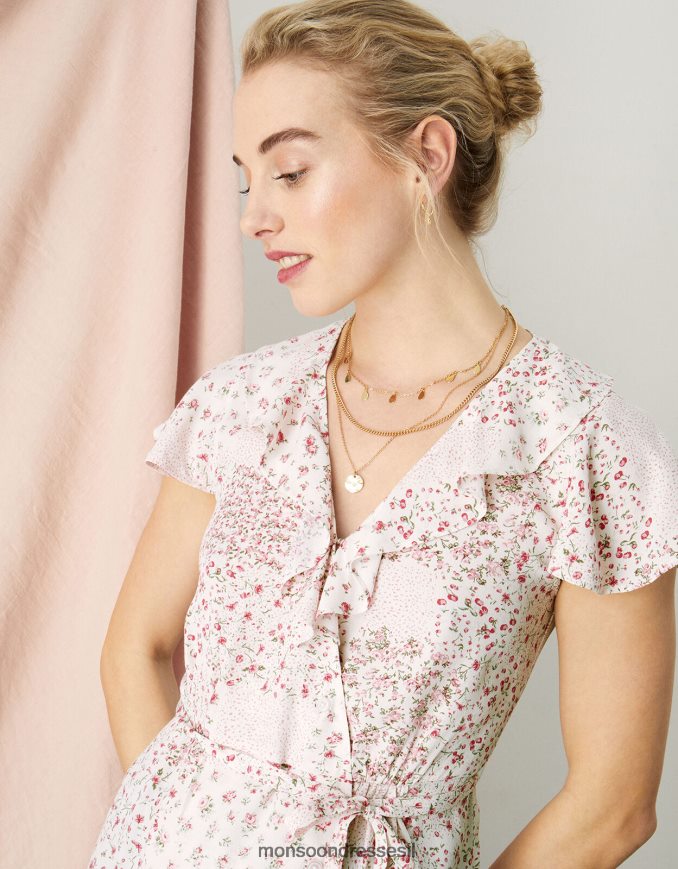 הַלבָּשָׁה Monsoon חלק עליון עטיפה עם הדפס תיקון שֶׁנהָב נשים HTJ0TZ760