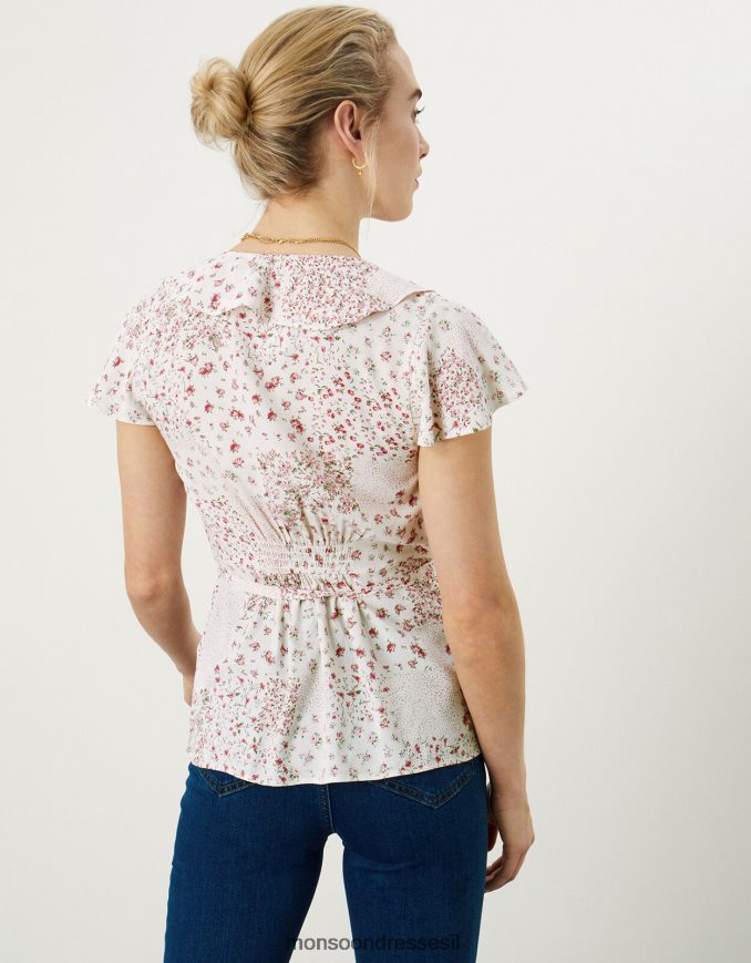 הַלבָּשָׁה Monsoon חלק עליון עטיפה עם הדפס תיקון שֶׁנהָב נשים HTJ0TZ760