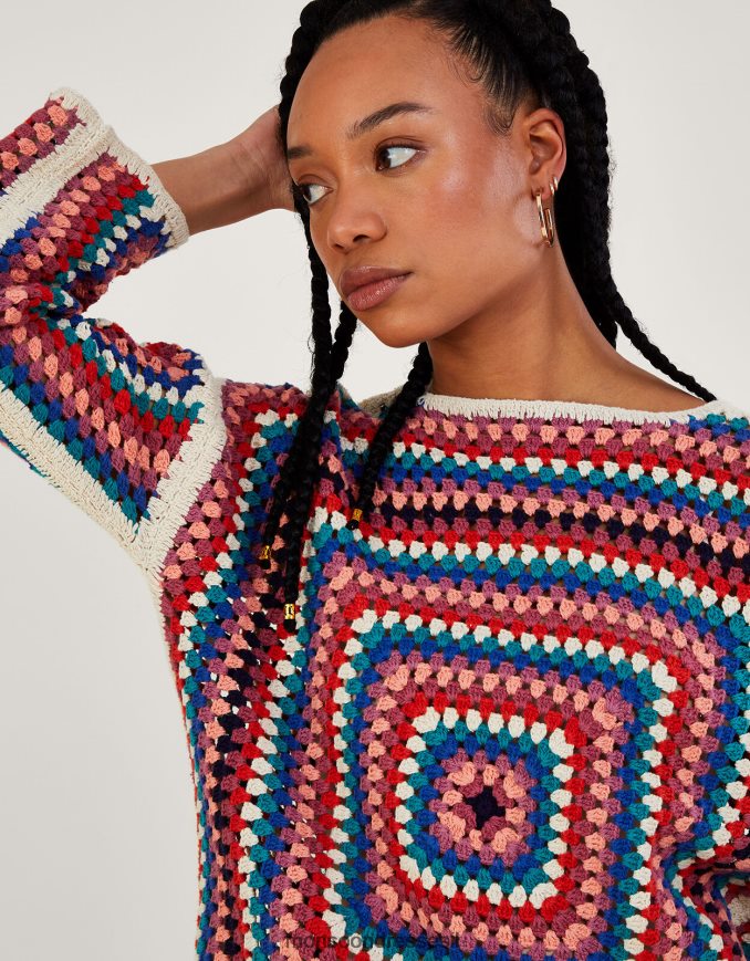 הַלבָּשָׁה Monsoon מגשר מרובע סרוג מכותנה בת קיימא שֶׁנהָב נשים HTJ0TZ768