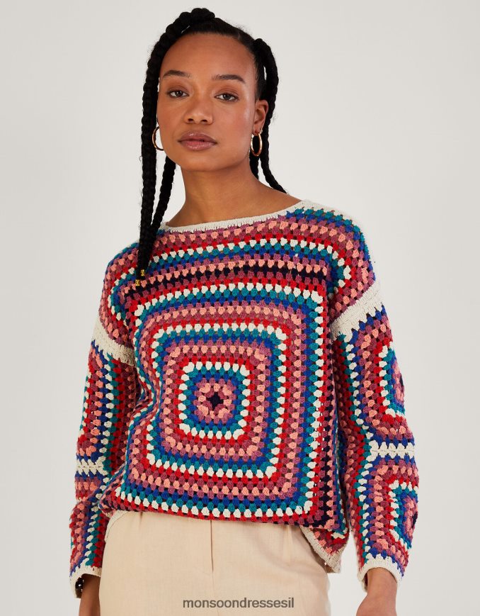 הַלבָּשָׁה Monsoon מגשר מרובע סרוג מכותנה בת קיימא שֶׁנהָב נשים HTJ0TZ768