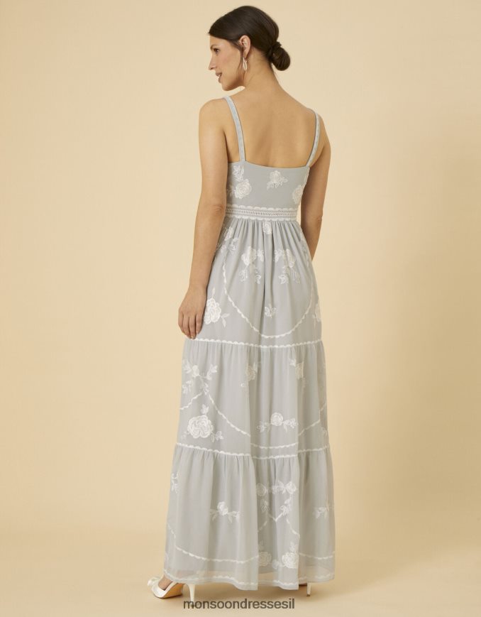 הַלבָּשָׁה Monsoon שמלת מקסי מעוטרת של אלקסיס כסף נשים HTJ0TZ776