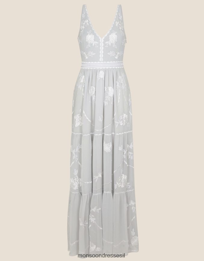 הַלבָּשָׁה Monsoon שמלת מקסי מעוטרת של אלקסיס כסף נשים HTJ0TZ776