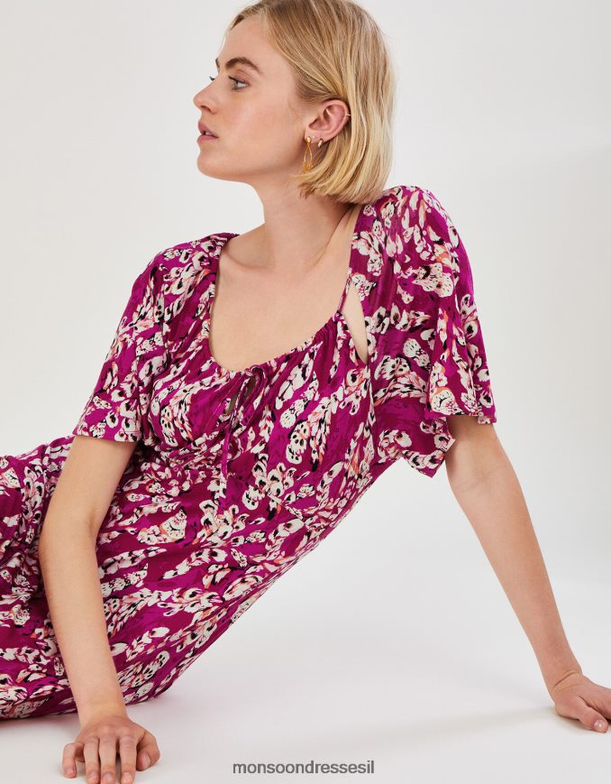 הַלבָּשָׁה Monsoon שמלת מקסי ג'רזי נוצה עם רצועות וָרוֹד נשים HTJ0TZ778