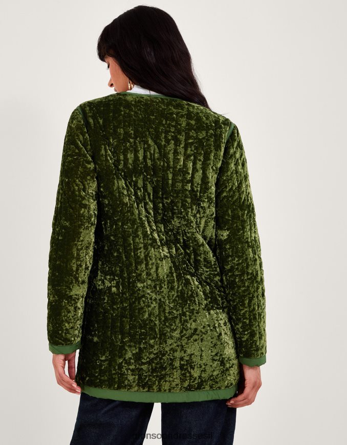הַלבָּשָׁה Monsoon ז'קט קווילטי קטיפה ירוק נשים HTJ0TZ77