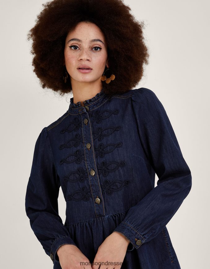 הַלבָּשָׁה Monsoon שמלת ג'ינס ימית באורך ברך מכותנה בת קיימא כחול (כחול ג'ינס) נשים HTJ0TZ780