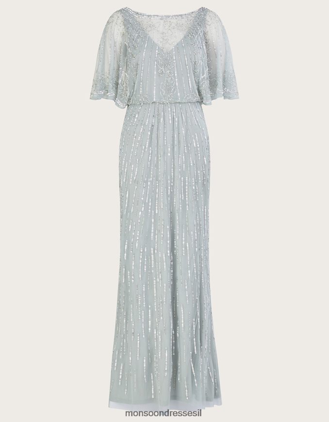 הַלבָּשָׁה Monsoon שמלת מקסי מעוטרת של אליזבת מפוליאסטר ממוחזר ירוק נשים HTJ0TZ787