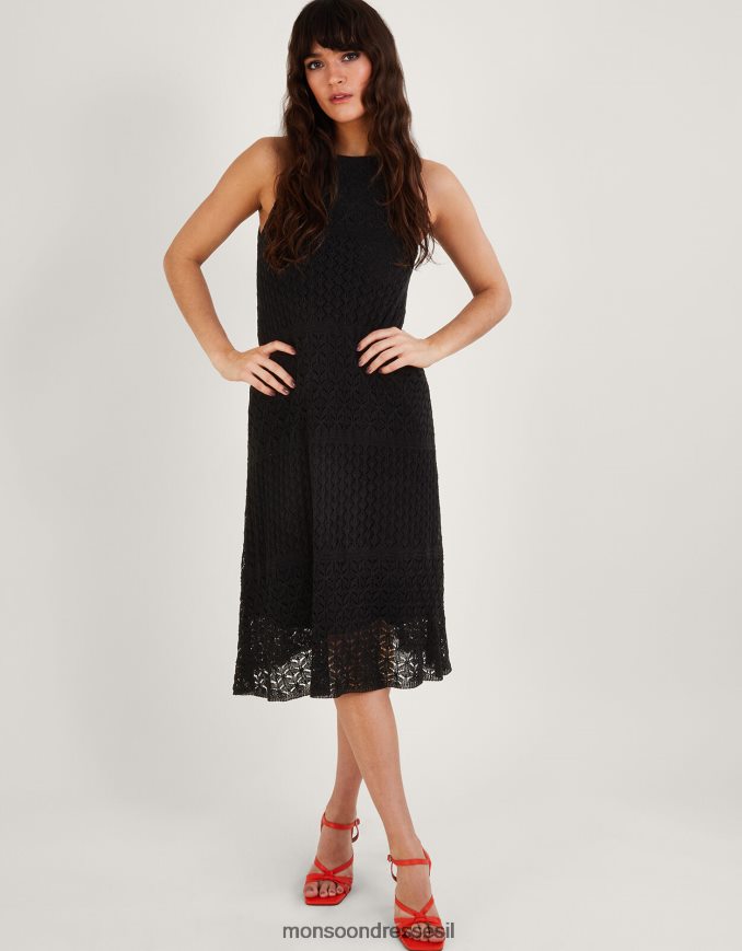 הַלבָּשָׁה Monsoon שמלת פוינטל קצרה מטאלית שָׁחוֹר נשים HTJ0TZ788