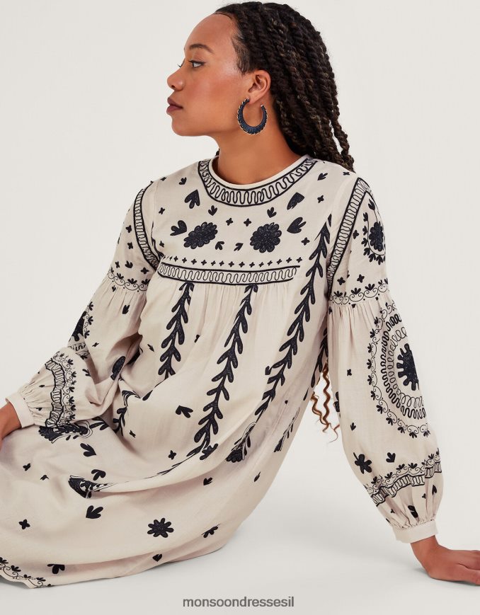 הַלבָּשָׁה Monsoon שמלה פרחונית מונוכרום שֶׁנהָב נשים HTJ0TZ789