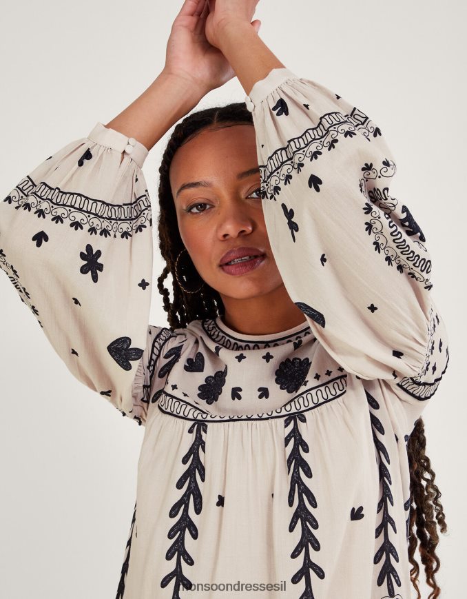 הַלבָּשָׁה Monsoon שמלה פרחונית מונוכרום שֶׁנהָב נשים HTJ0TZ789