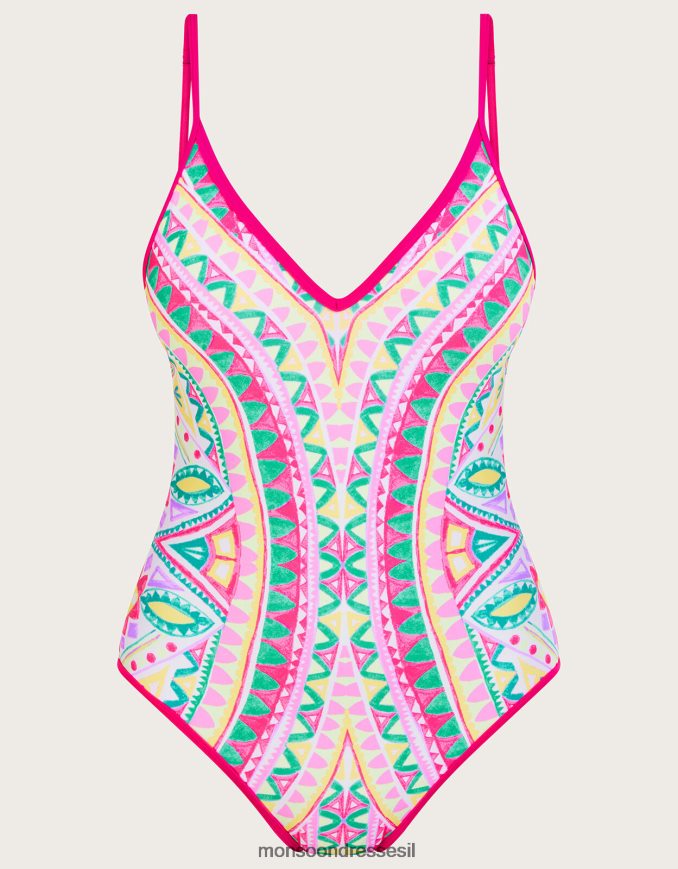 הַלבָּשָׁה Monsoon בגד ים בהדפס פסיפס עם פוליאסטר ממוחזר וָרוֹד נשים HTJ0TZ797