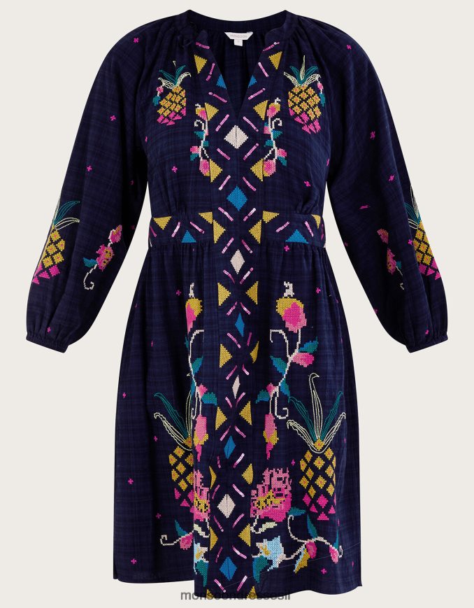 הַלבָּשָׁה Monsoon שמלה רקומה באננס כחול (צי) נשים HTJ0TZ799