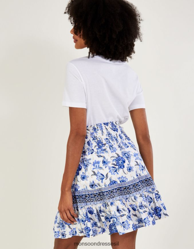 הַלבָּשָׁה Monsoon חצאית קצרה עם הדפס פרחוני כְּחוֹל נשים HTJ0TZ807