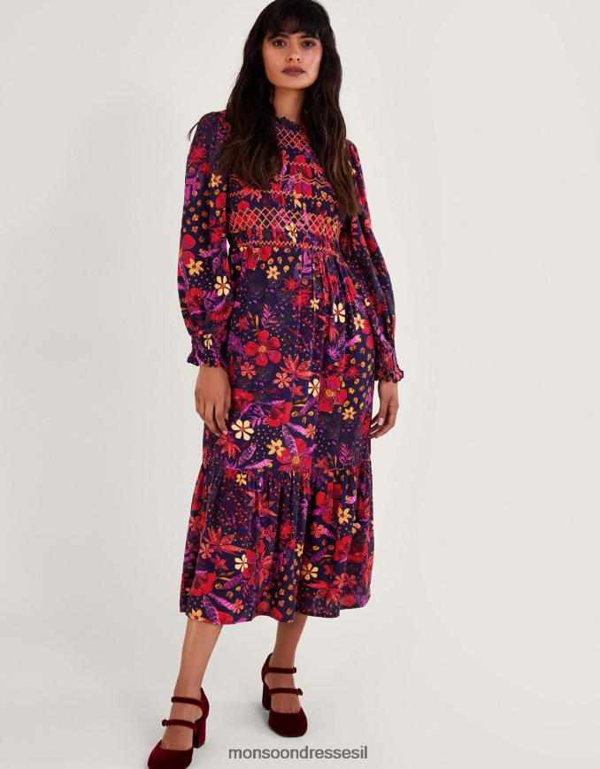 הַלבָּשָׁה Monsoon שמלת חלוק פרחונית כחול (צי) נשים HTJ0TZ80