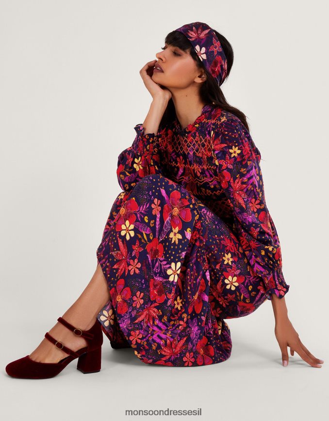 הַלבָּשָׁה Monsoon שמלת חלוק פרחונית כחול (צי) נשים HTJ0TZ80