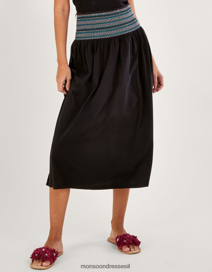 הַלבָּשָׁה Monsoon חצאית ג'רסי עם מותניים מעורפלת שָׁחוֹר נשים HTJ0TZ818