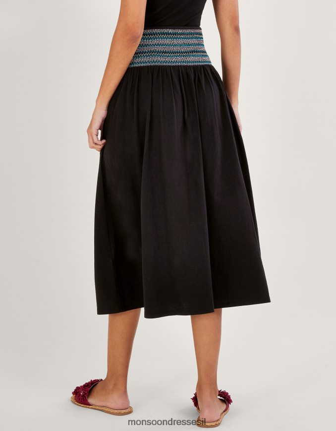 הַלבָּשָׁה Monsoon חצאית ג'רסי עם מותניים מעורפלת שָׁחוֹר נשים HTJ0TZ818