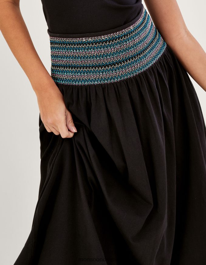 הַלבָּשָׁה Monsoon חצאית ג'רסי עם מותניים מעורפלת שָׁחוֹר נשים HTJ0TZ818