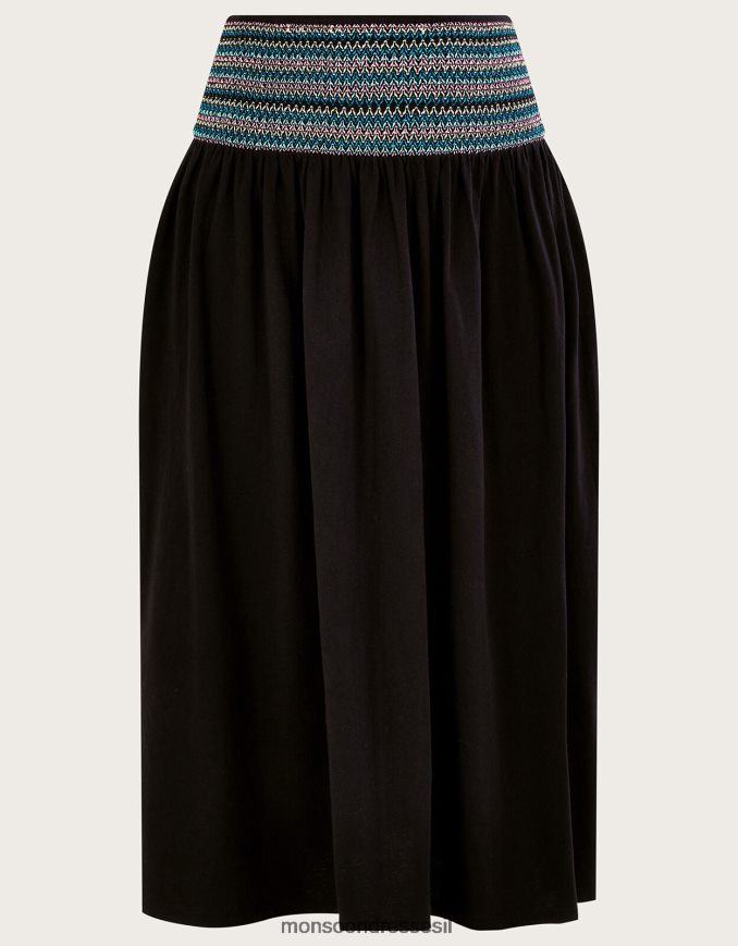 הַלבָּשָׁה Monsoon חצאית ג'רסי עם מותניים מעורפלת שָׁחוֹר נשים HTJ0TZ818