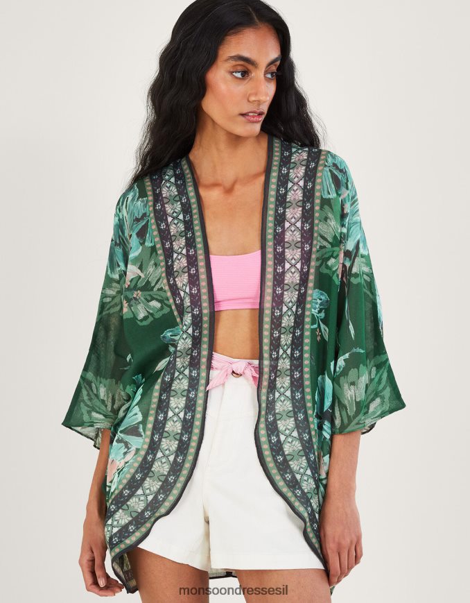 הַלבָּשָׁה Monsoon כיסוי הדפס כף היד בפוליאסטר ממוחזר אופנה נשים HTJ0TZ820