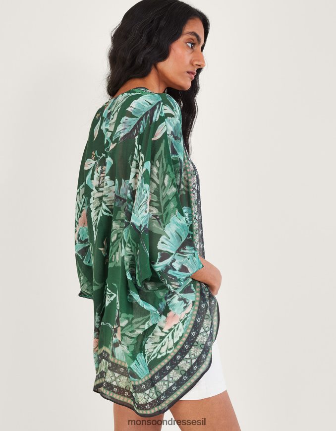 הַלבָּשָׁה Monsoon כיסוי הדפס כף היד בפוליאסטר ממוחזר אופנה נשים HTJ0TZ820