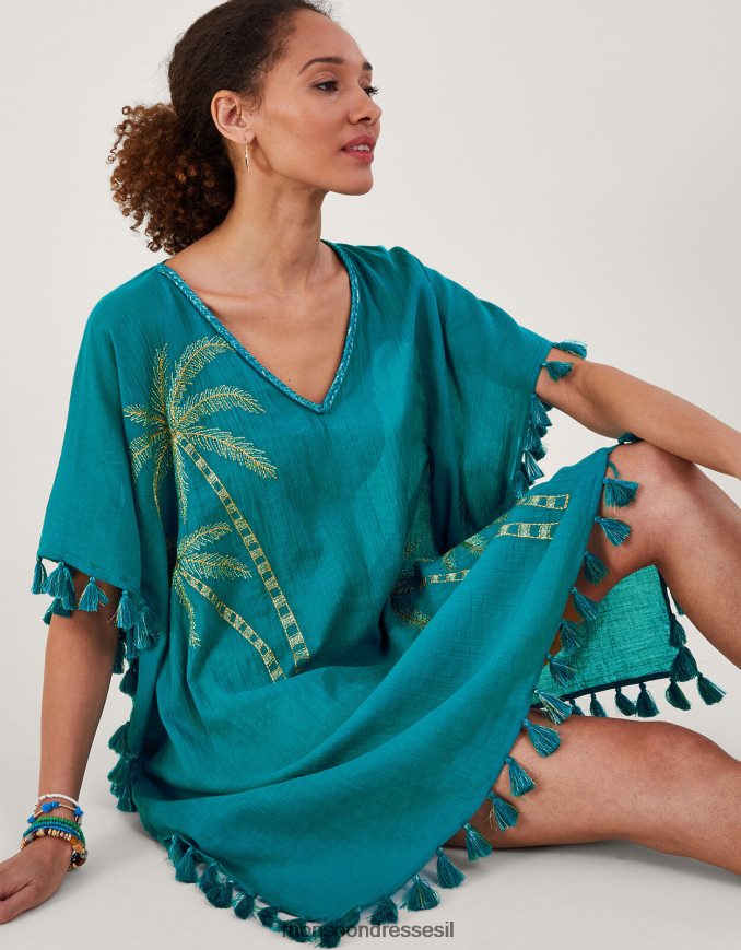 הַלבָּשָׁה Monsoon קפטן רקום עץ דקל כחול (טורקיז) נשים HTJ0TZ821