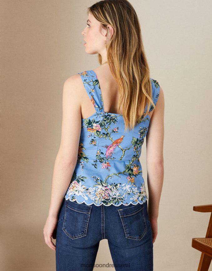 הַלבָּשָׁה Monsoon קאמי בהדפס פושקה מכותנה בת קיימא כְּחוֹל נשים HTJ0TZ825