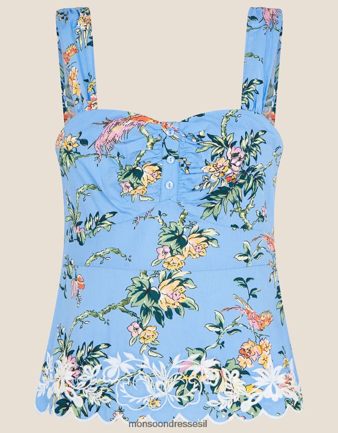 הַלבָּשָׁה Monsoon קאמי בהדפס פושקה מכותנה בת קיימא כְּחוֹל נשים HTJ0TZ825