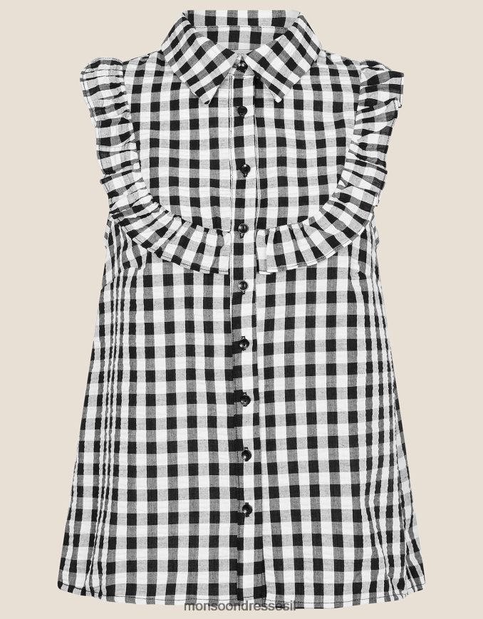 הַלבָּשָׁה Monsoon עליונית סרגל בדוקה ללא שרוולים שָׁחוֹר נשים HTJ0TZ828