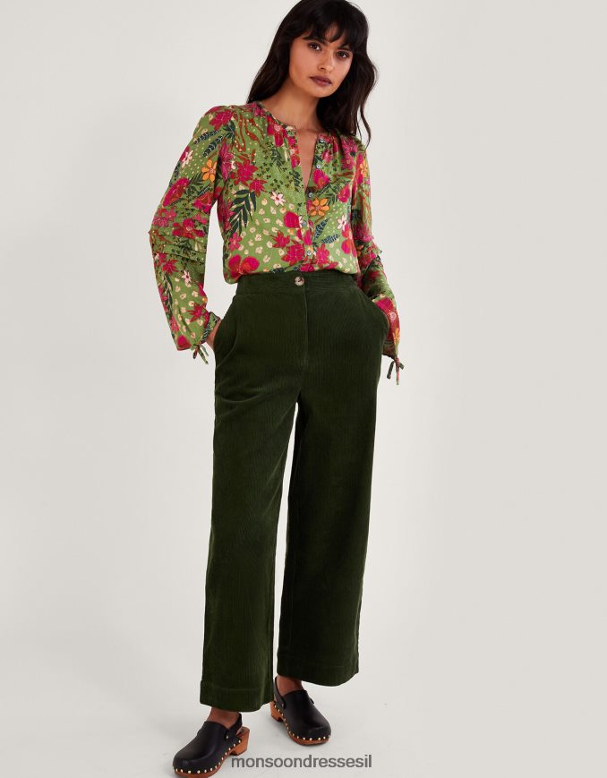 הַלבָּשָׁה Monsoon חולצה בהדפס פרחים ירוק נשים HTJ0TZ82