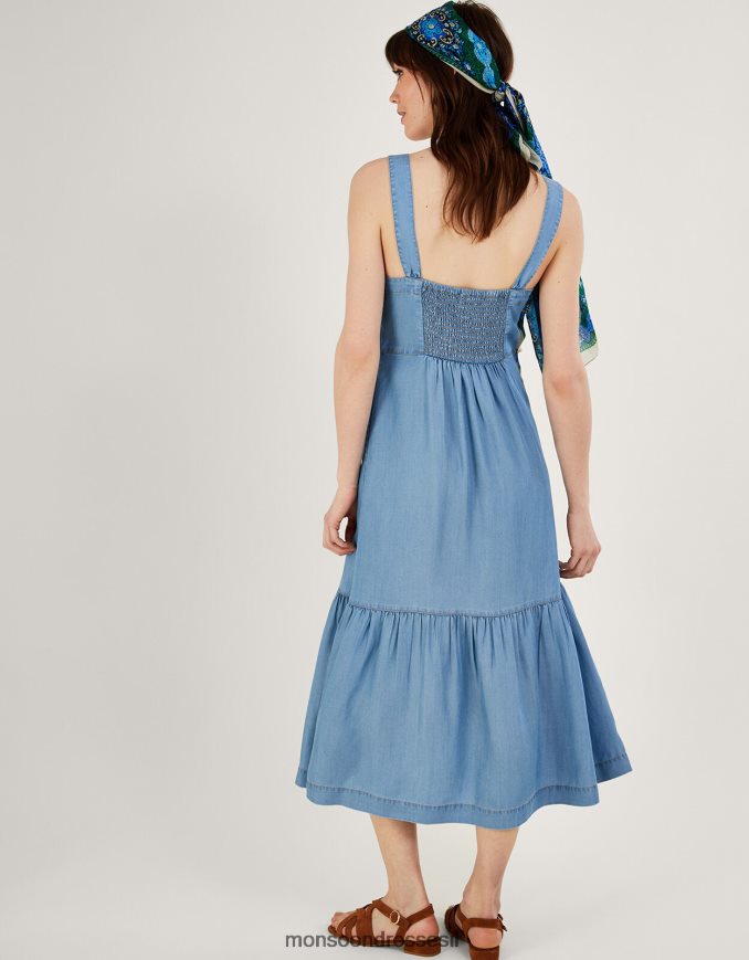 הַלבָּשָׁה Monsoon שמלת קיץ מדי ג'ינס מדורגת כחול (כחול ג'ינס) נשים HTJ0TZ833