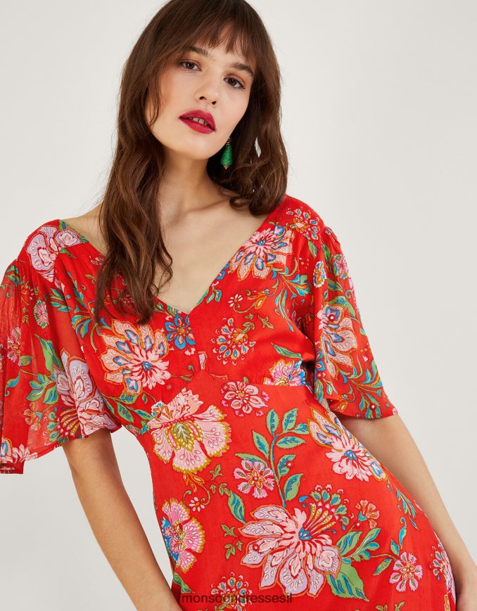 הַלבָּשָׁה Monsoon שמלת מראה פיא בוויסקוזה בר-קיימא תפוז נשים HTJ0TZ836