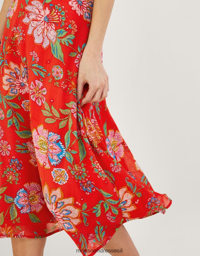 הַלבָּשָׁה Monsoon שמלת מראה פיא בוויסקוזה בר-קיימא תפוז נשים HTJ0TZ836