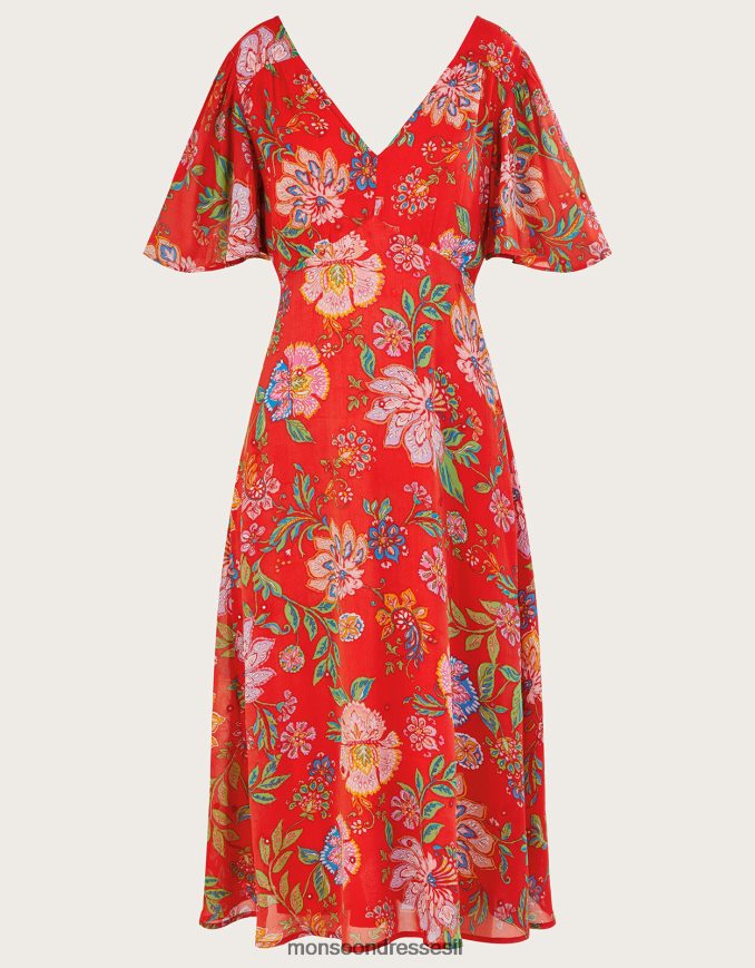 הַלבָּשָׁה Monsoon שמלת מראה פיא בוויסקוזה בר-קיימא תפוז נשים HTJ0TZ836