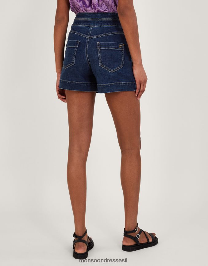 הַלבָּשָׁה Monsoon מכנסי ג'ינס קצרים עם שני כפתורים עם כותנה בת קיימא כחול (כחול ג'ינס) נשים HTJ0TZ841
