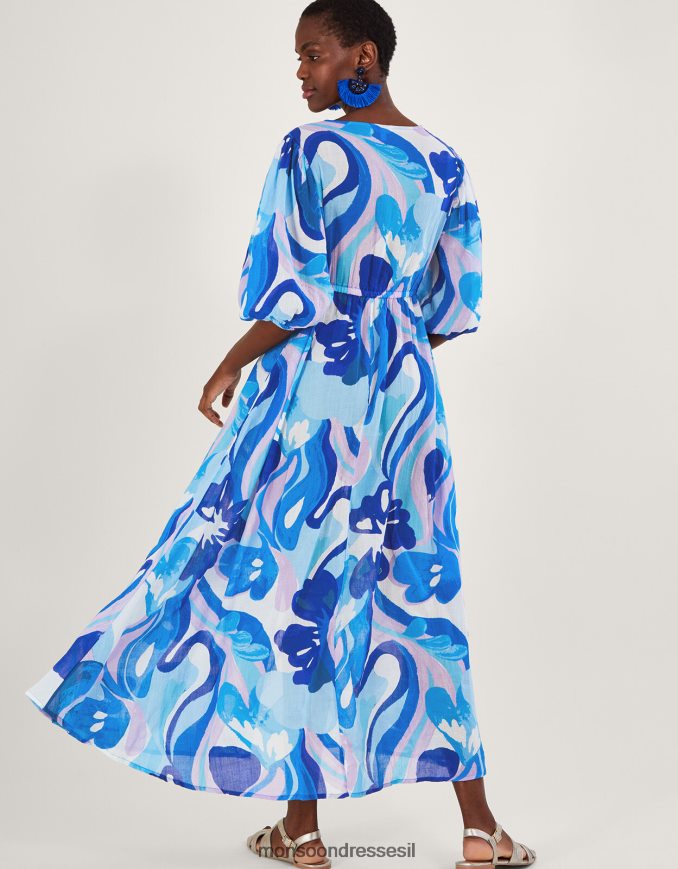 הַלבָּשָׁה Monsoon שמלת מקסי בהדפס סיבובי כְּחוֹל נשים HTJ0TZ846