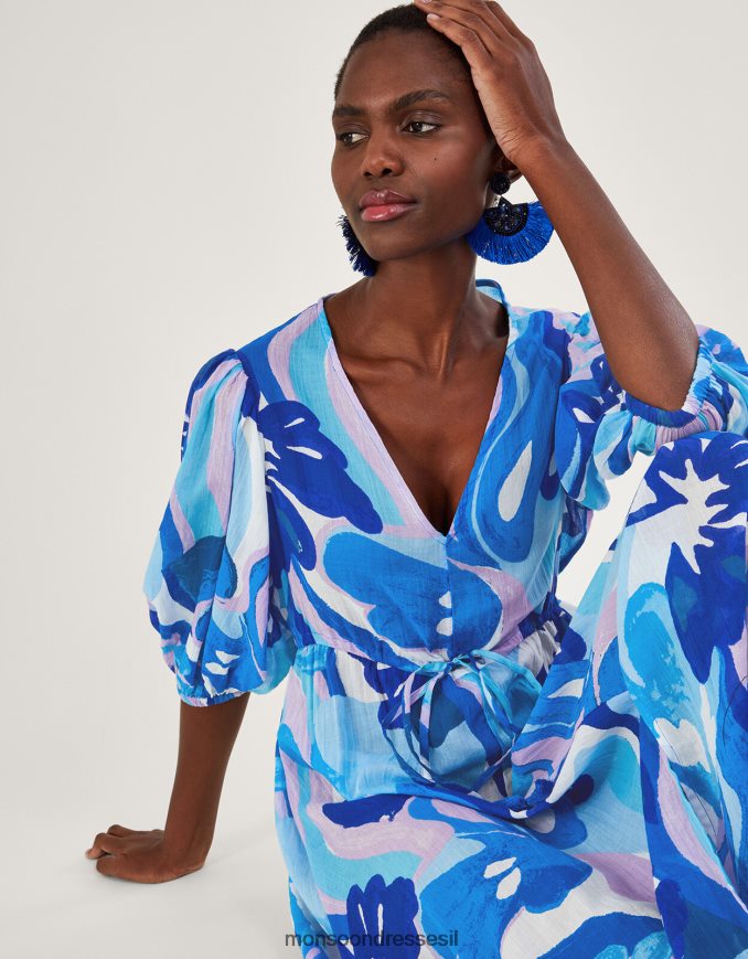 הַלבָּשָׁה Monsoon שמלת מקסי בהדפס סיבובי כְּחוֹל נשים HTJ0TZ846