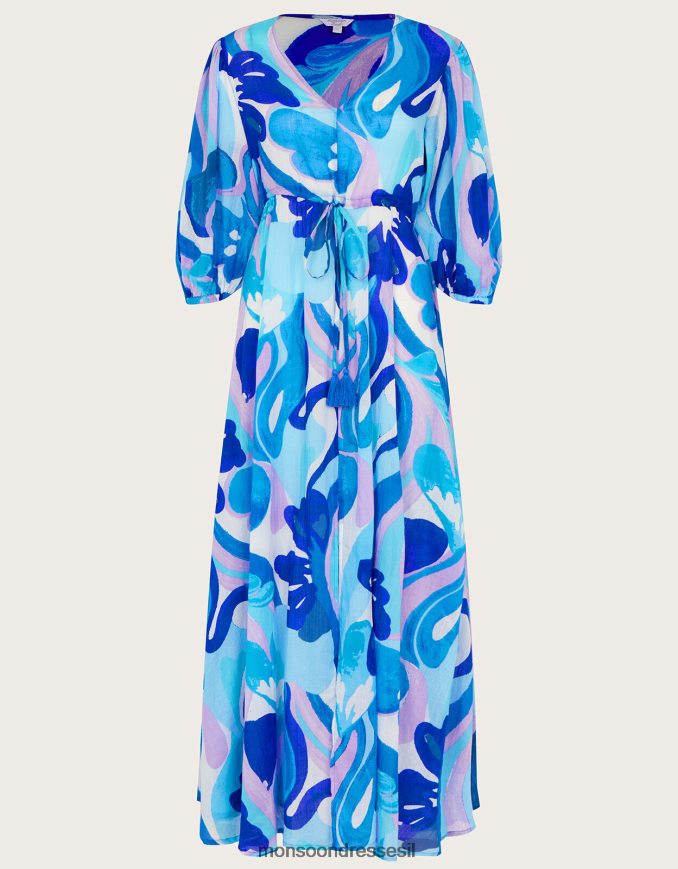 הַלבָּשָׁה Monsoon שמלת מקסי בהדפס סיבובי כְּחוֹל נשים HTJ0TZ846