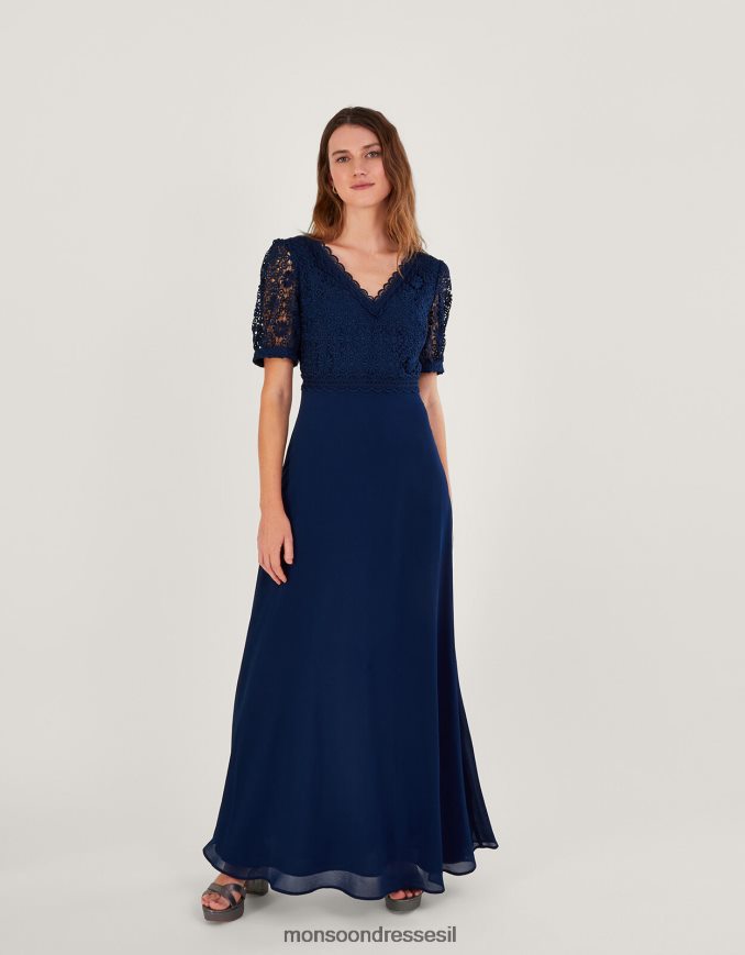 הַלבָּשָׁה Monsoon שמלת מקסי תחרה ליליבט כחול (צי) נשים HTJ0TZ849