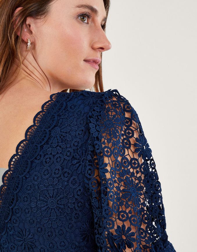 הַלבָּשָׁה Monsoon שמלת מקסי תחרה ליליבט כחול (צי) נשים HTJ0TZ849