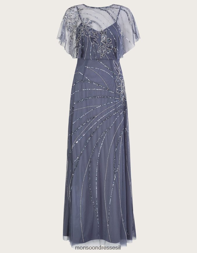 הַלבָּשָׁה Monsoon שמלת מקסי מעוטרת של סיינה כחול (כחול כהה) נשים HTJ0TZ850