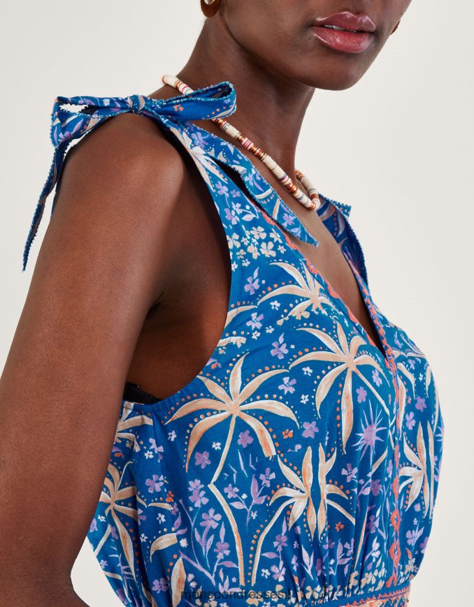 הַלבָּשָׁה Monsoon שמלת מידי בהדפס כף היד כְּחוֹל נשים HTJ0TZ851