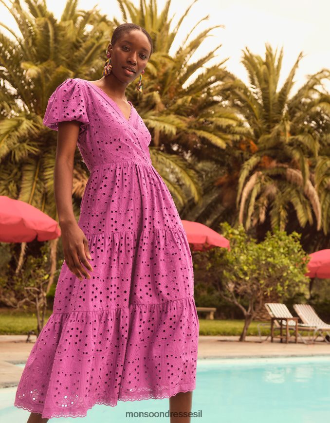 הַלבָּשָׁה Monsoon שמלת ברודרי של פביולה סָגוֹל נשים HTJ0TZ853