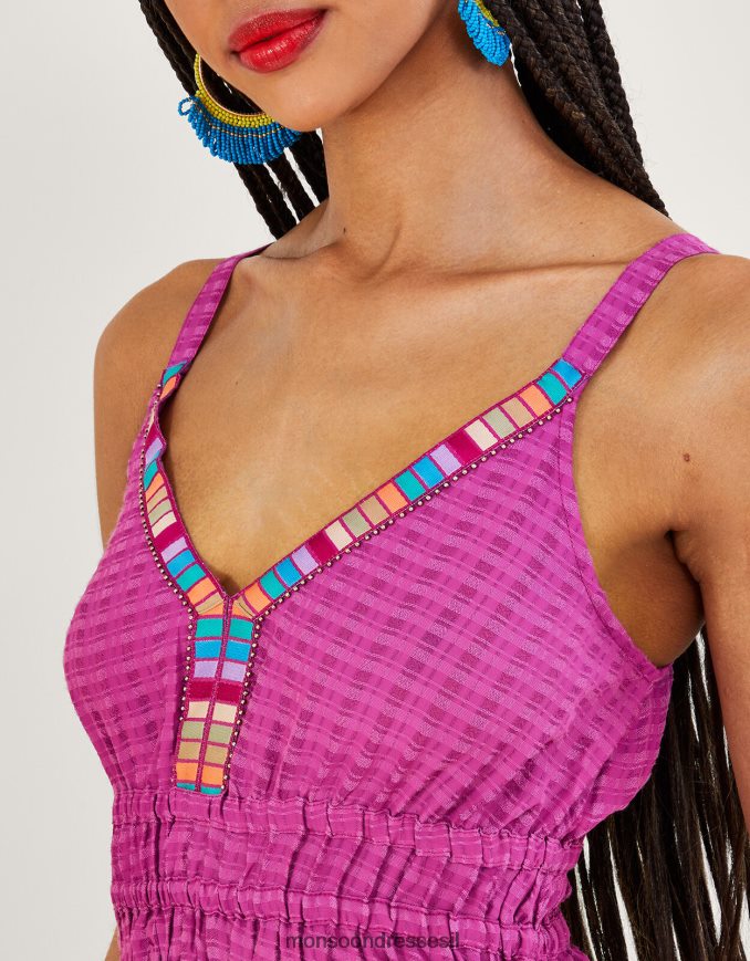 הַלבָּשָׁה Monsoon שמלת מידי עם סרט טקסטורה רגיל סָגוֹל נשים HTJ0TZ859