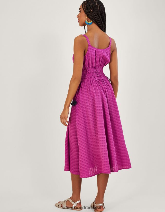 הַלבָּשָׁה Monsoon שמלת מידי עם סרט טקסטורה רגיל סָגוֹל נשים HTJ0TZ859