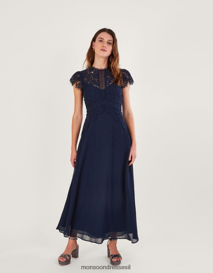 הַלבָּשָׁה Monsoon שמלת תחרה לואיזה באורך קצר יותר כחול (צי) נשים HTJ0TZ864