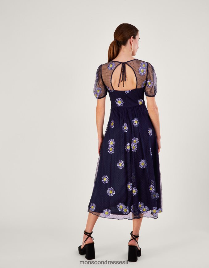 הַלבָּשָׁה Monsoon שמלת מידי מקושטת של נלי כחול (צי) נשים HTJ0TZ866