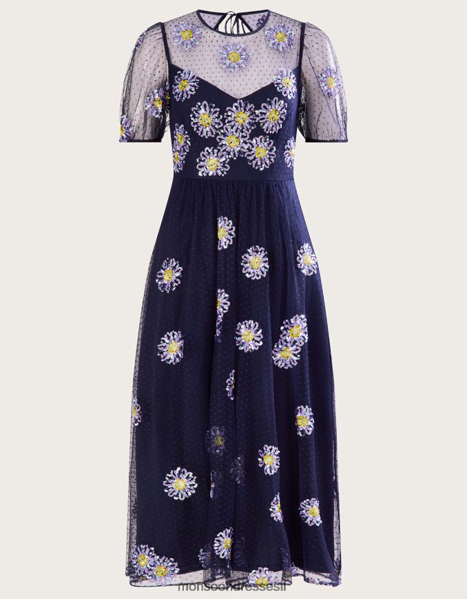 הַלבָּשָׁה Monsoon שמלת מידי מקושטת של נלי כחול (צי) נשים HTJ0TZ866