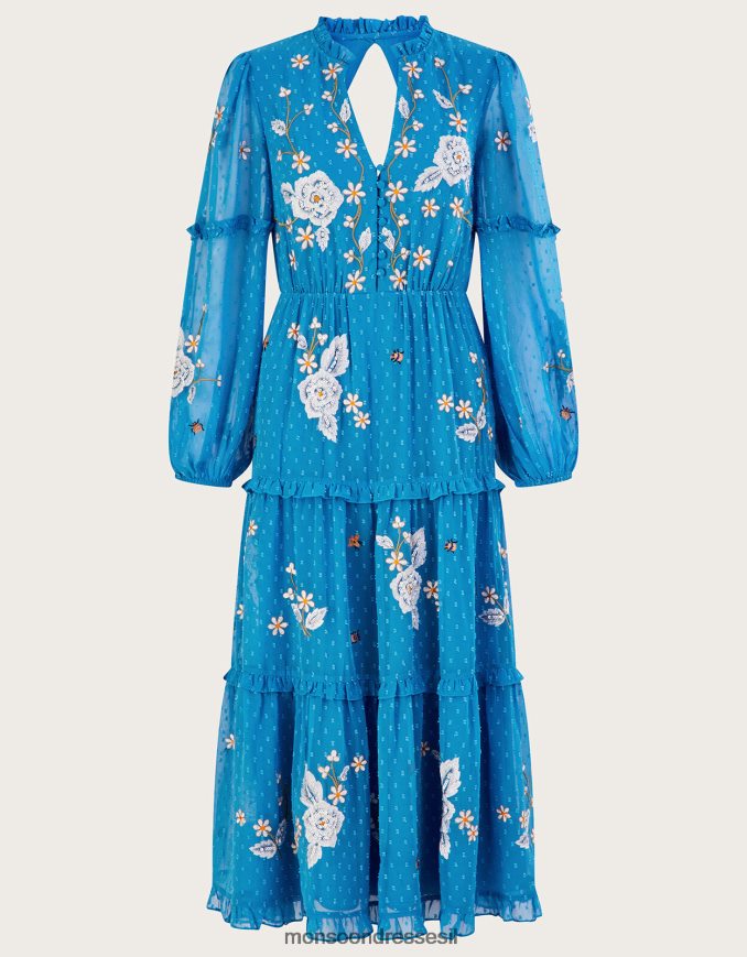 הַלבָּשָׁה Monsoon שמלת בל קומות מפוליאסטר ממוחזר כְּחוֹל נשים HTJ0TZ874