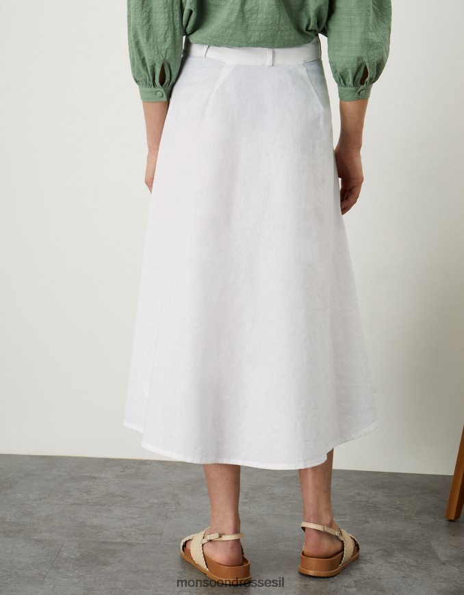 הַלבָּשָׁה Monsoon חצאית מידי כפתור מדמה עם כותנה בת קיימא לבן נשים HTJ0TZ878